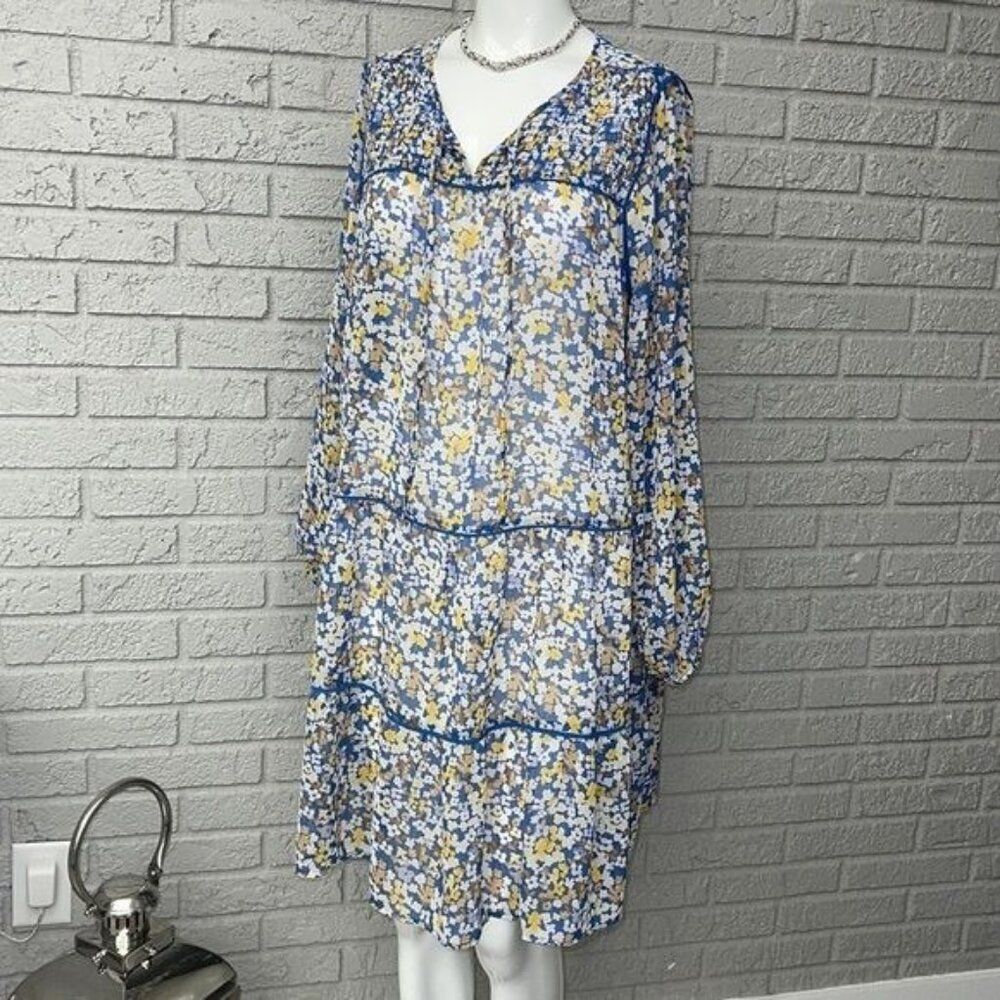 Versona Women Long Sleeve Tiered Floral Shift Dress Size M